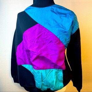 Vintage GEAR 80s 90s Crewneck Sweatshirt Unisex Black 3 Tone Color Block Sz XL